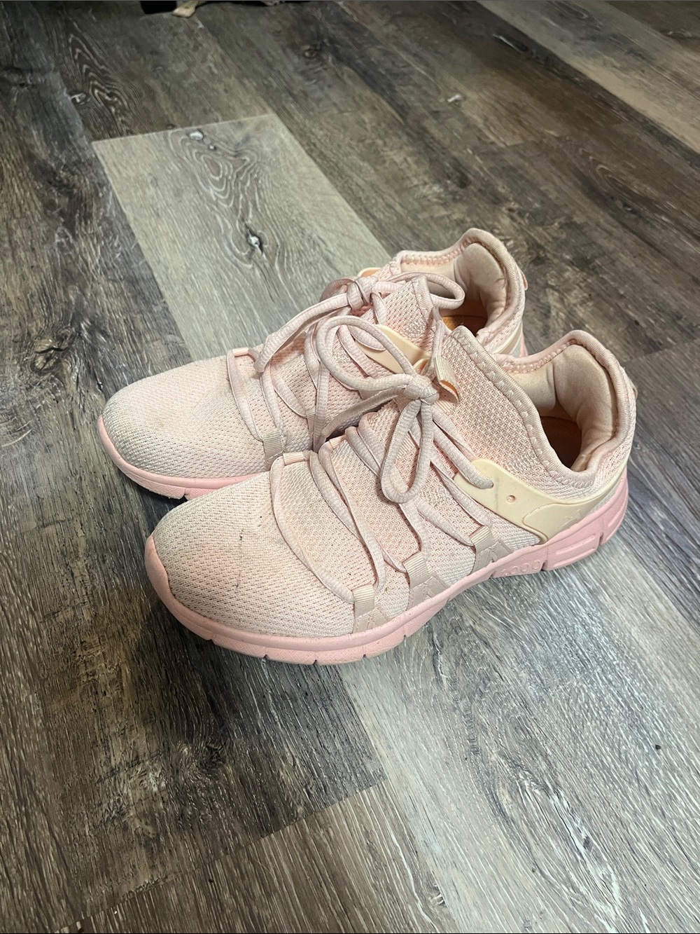Light Pink Knit Lace-Up Sneakers